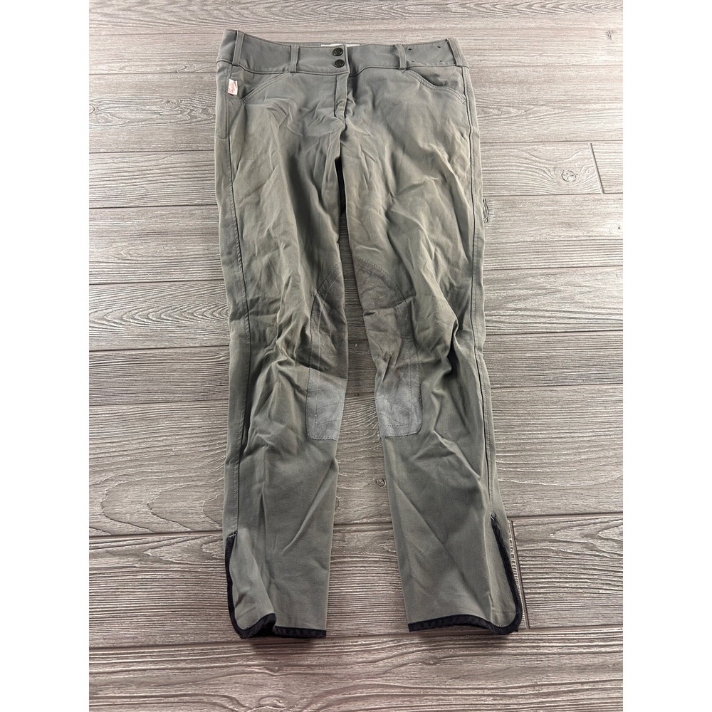 Tailored Sportsman Equestrian Riding Breeches Sage Green Low Rise Knee Patch